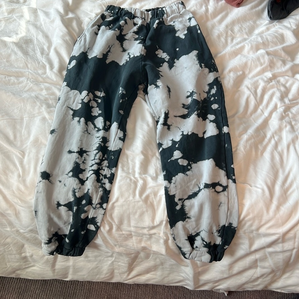 Zara black and white tie die sweatpants